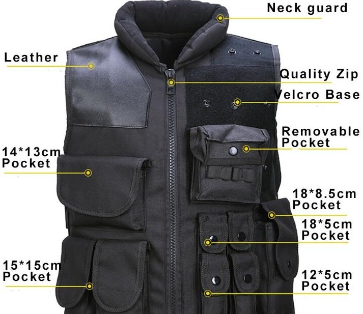 Men's Tactical-Military Hunting Black Vest - Image 3