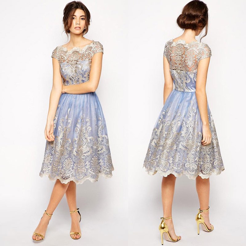 Elegant Lace A-Line Dress with Sheer Back - Image 8