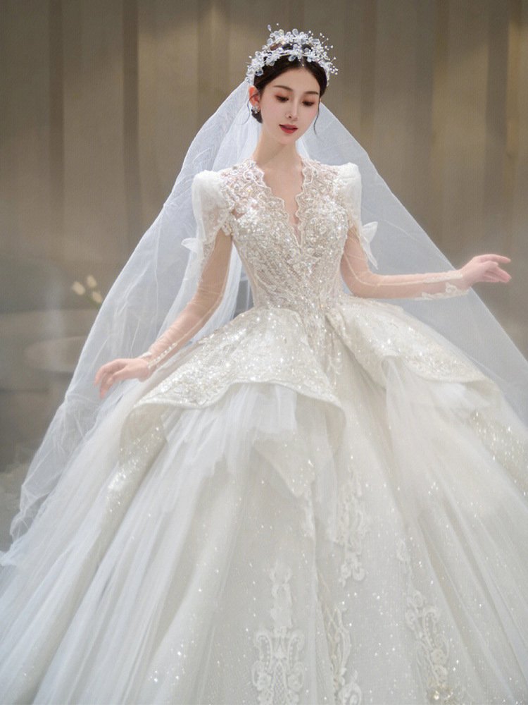 Timeless French Long Sleeve Wedding Dress - Image 4