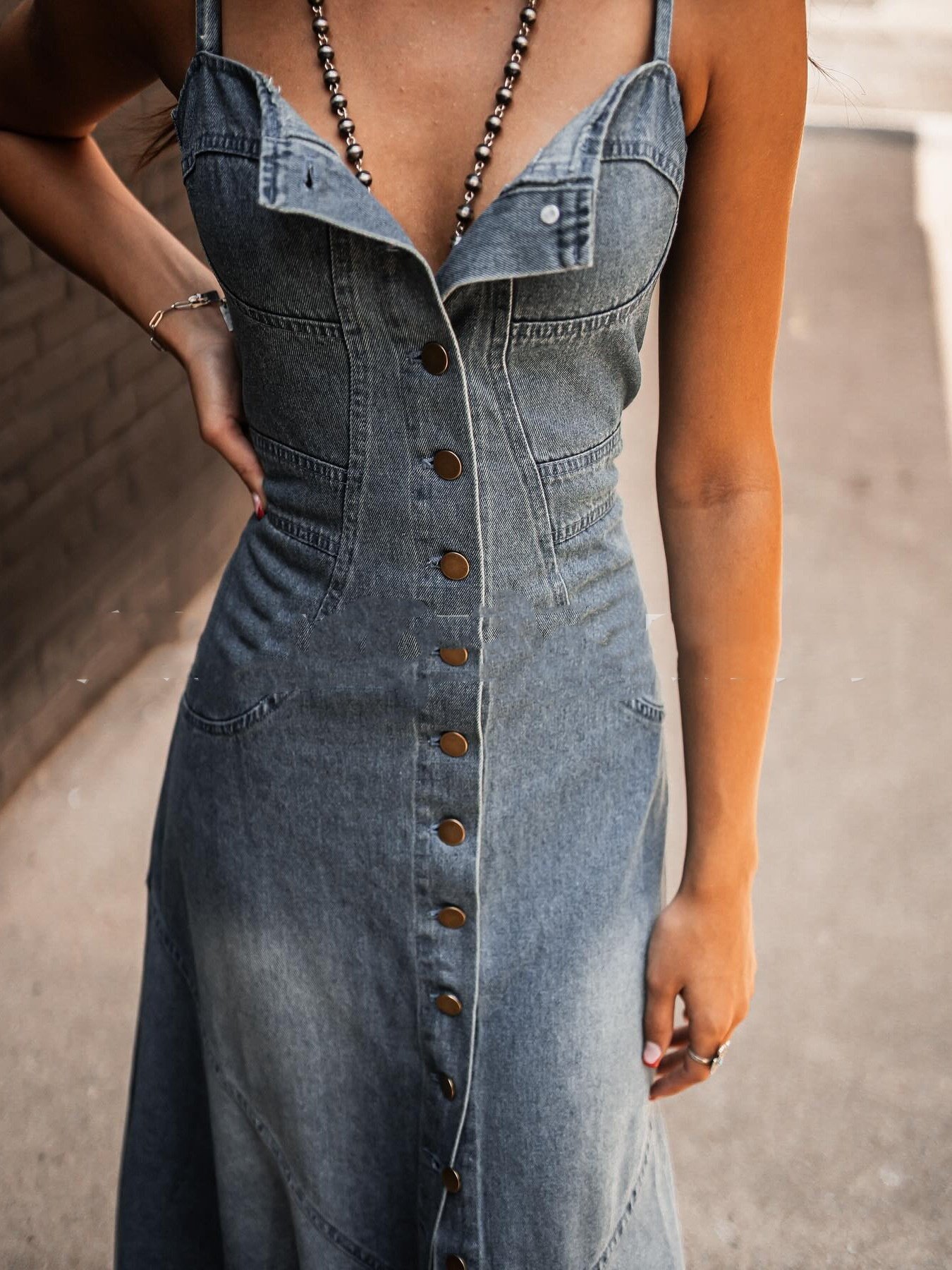 Vintage Denim Swing Dress for Summer Women - Image 4