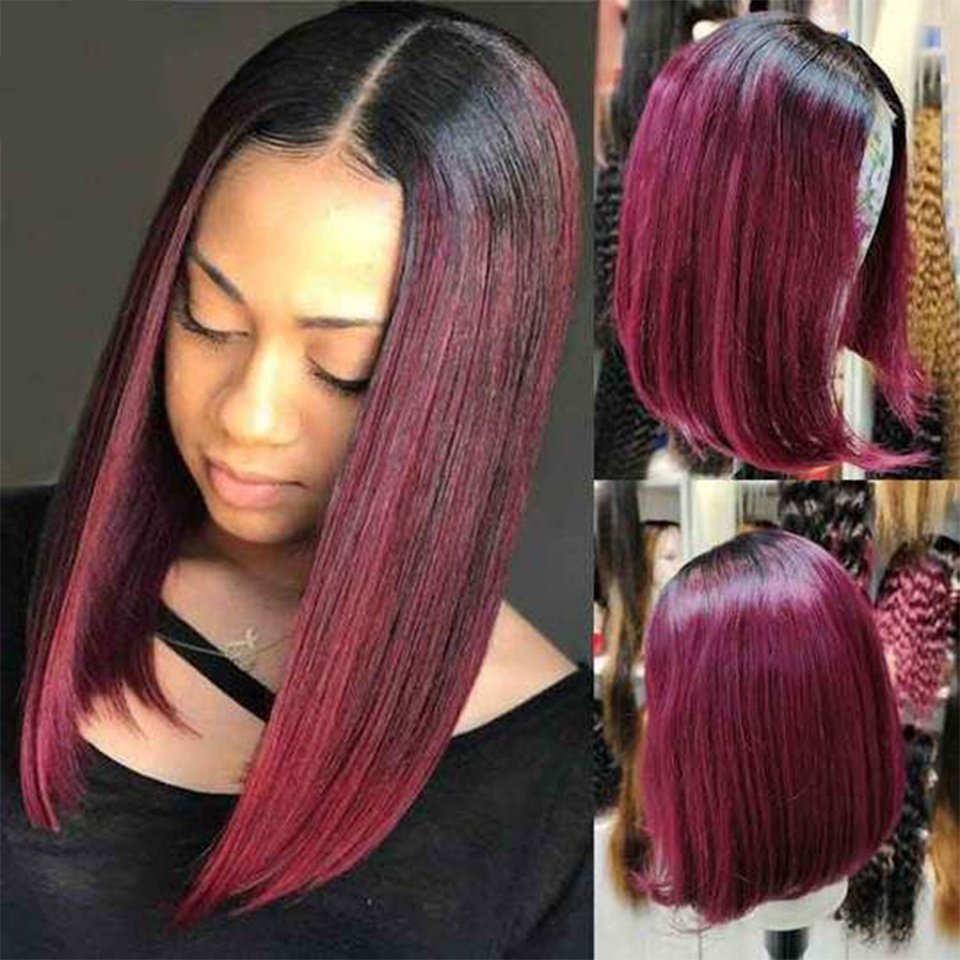 Short Straight Colored Bob Human Hair Wig - Image 2