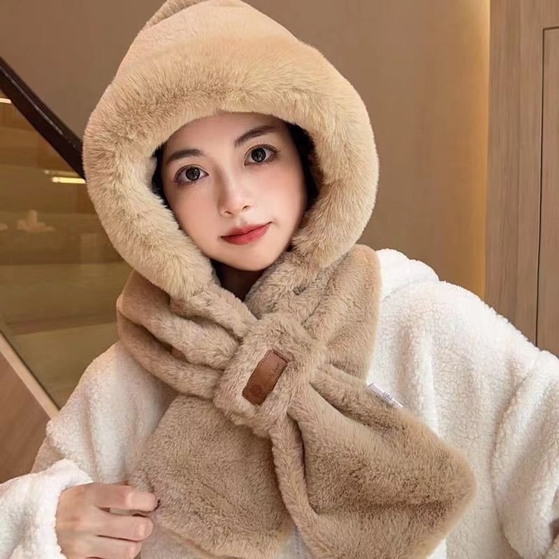 Winter Cold Fleece-Lined Hat, Cap, Scarf