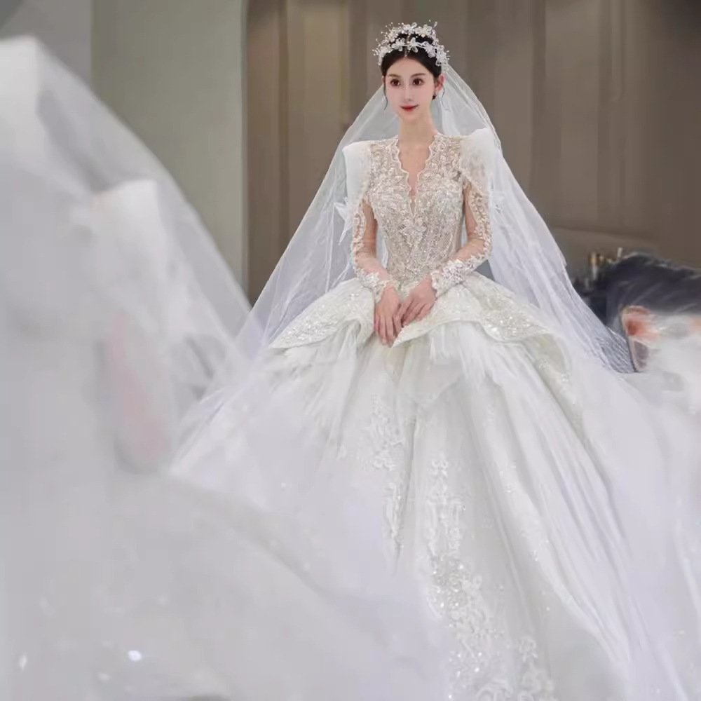 Timeless French Long Sleeve Wedding Dress - Image 7