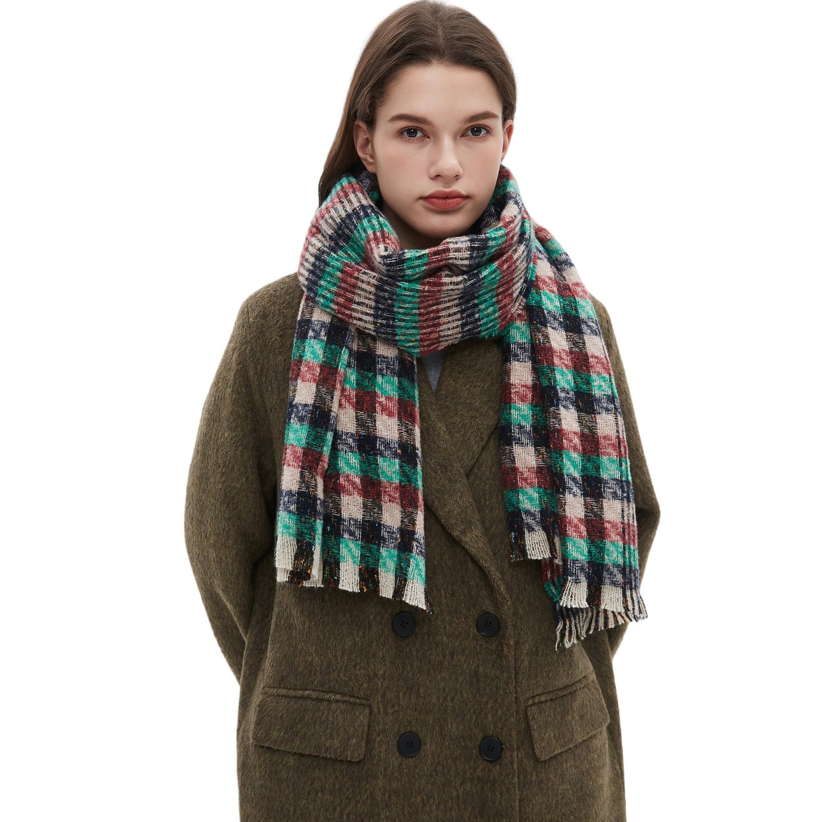 US/EU Style Winter Worm Plaid Scarf Shawl - Image 3