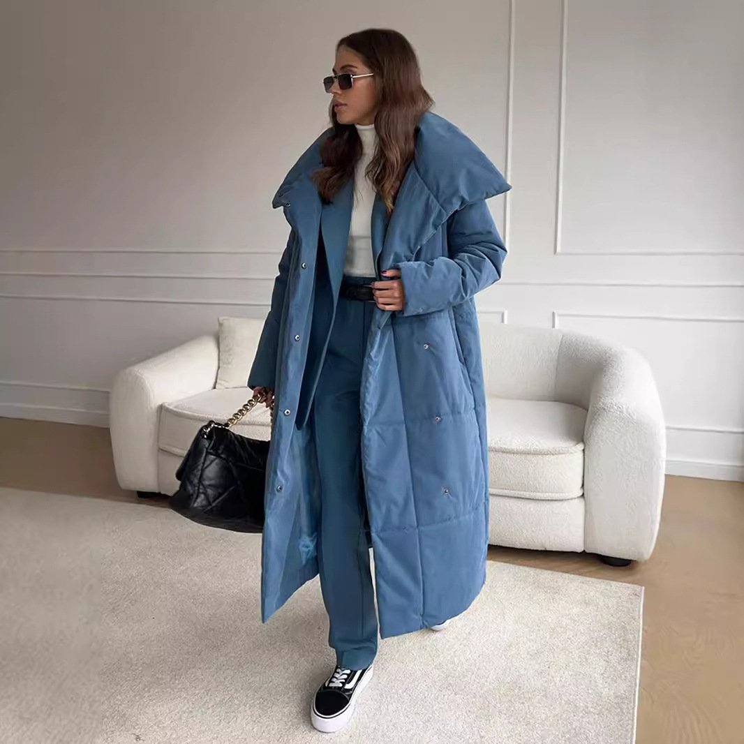 US/EU Cut Wide Warm Long Collar Coat Jacket