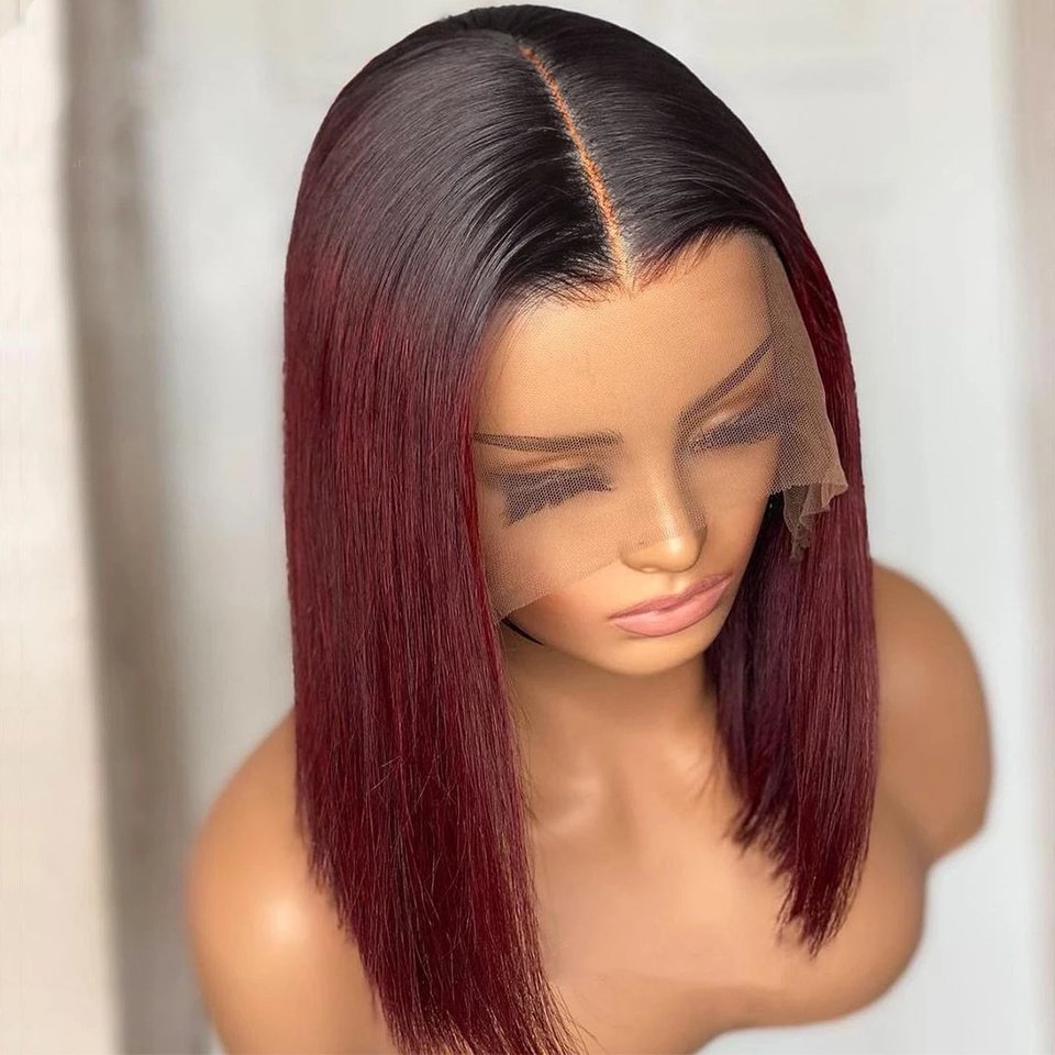 Short Straight Colored Bob Human Hair Wig - Image 5