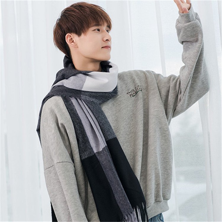 Soft Bristle Fabric Cozy Tassel Plaid Scarf - Image 8