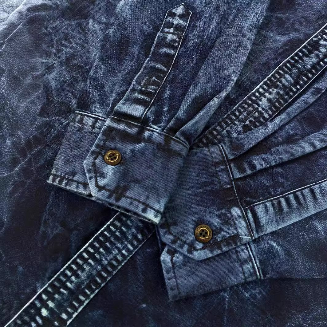 Men's Slim Fit Long Sleeve Denim Shirt - Image 2