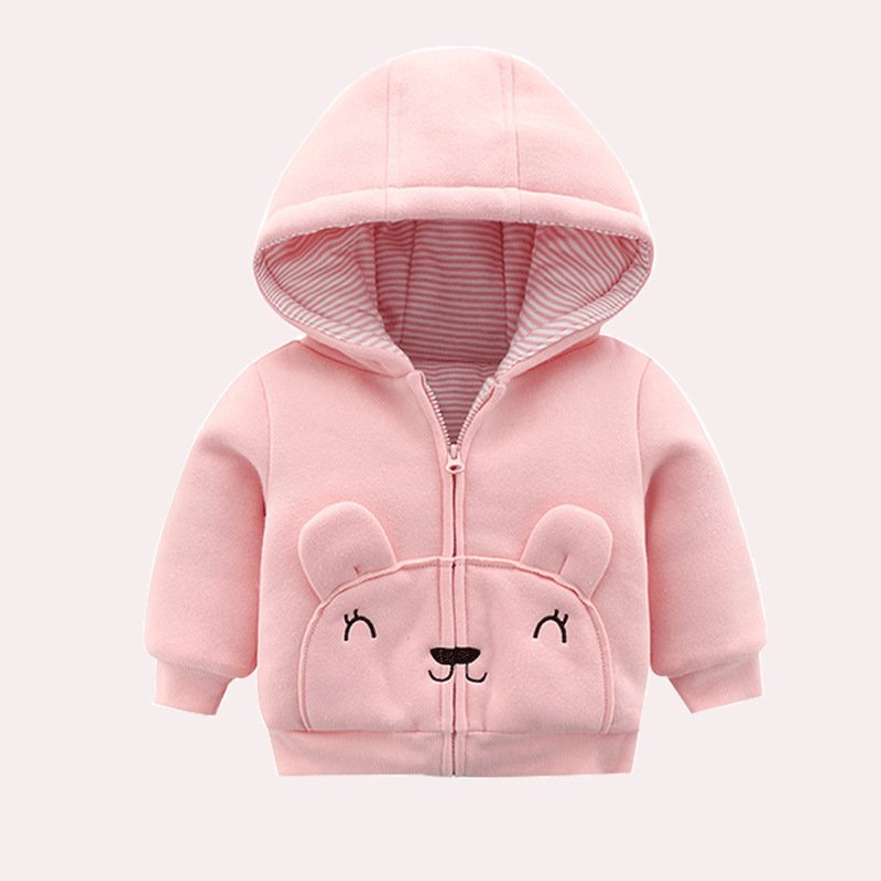 Pink Cotton Hooded Jacket for Baby Girl