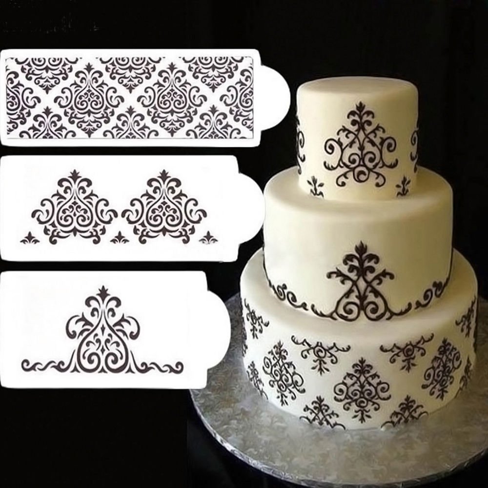 Cake Stencil Set – 3-Piece Filigree Design