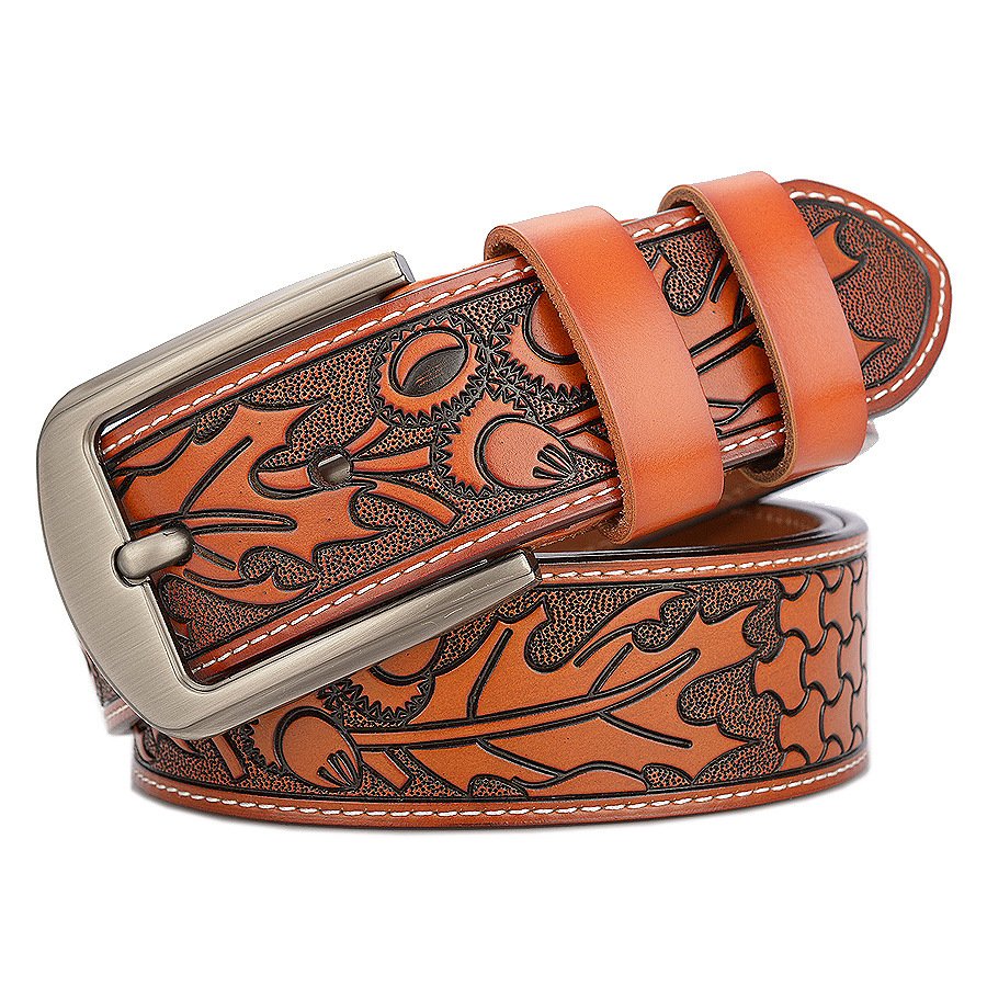 Men's Carved Craft Fashioned Leather Belt - Image 9