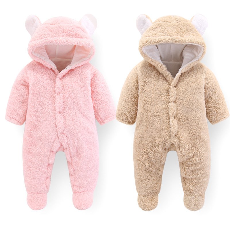 Hooded Plush Baby Jumpsuit Romper Outfit - Image 4