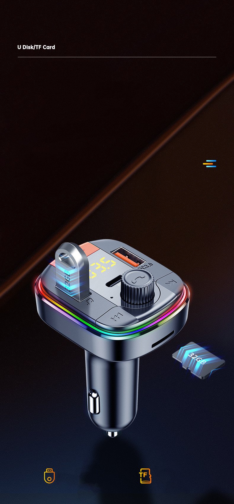 Flashy MP3 Bluetooth Car Player and Charger - Image 6