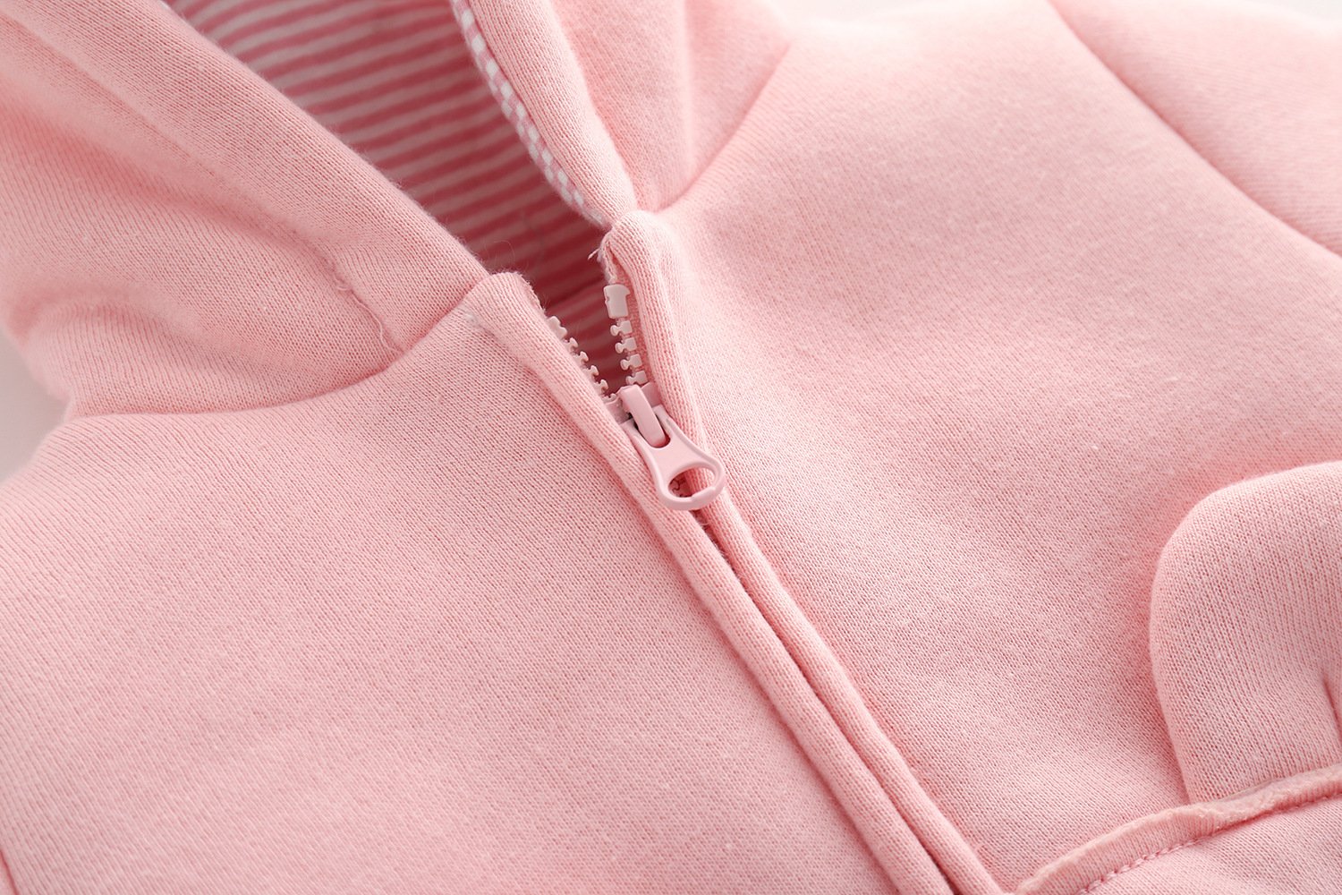 Pink Cotton Hooded Jacket for Baby Girl - Image 5