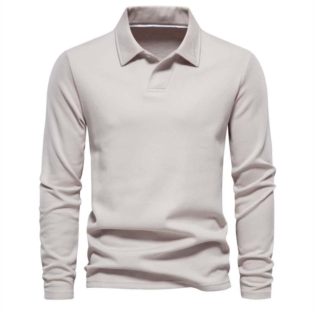 Men's Casual Top Lapel Long Sleeve T-shirt - Image 4