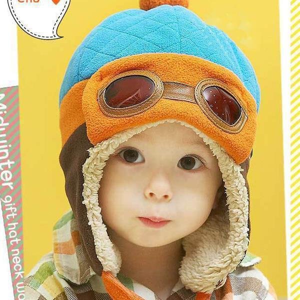 Baby Aviator Winter Cap with Plush Goggles - Image 3