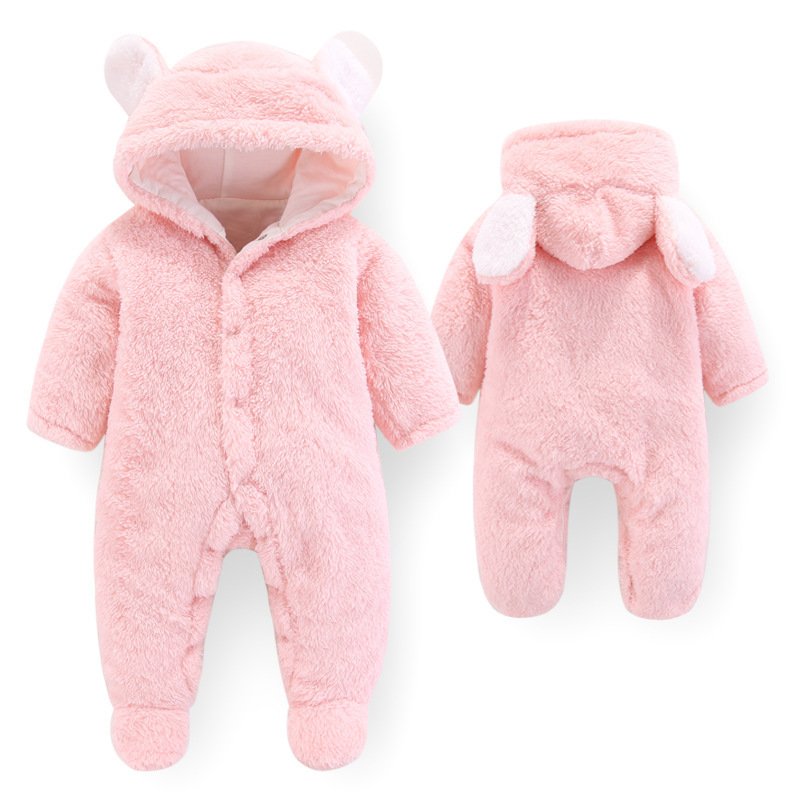 Hooded Plush Baby Jumpsuit Romper Outfit - Image 3