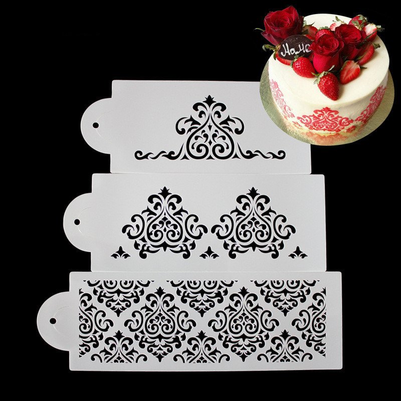 Cake Stencil Set – 3-Piece Filigree Design - Image 7