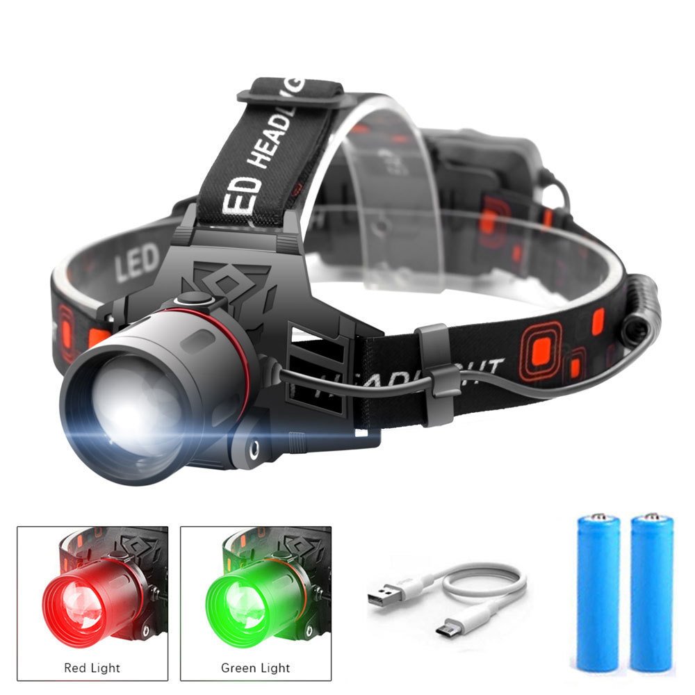 T6 Zoom Headlamp with White-Red-Green Light
