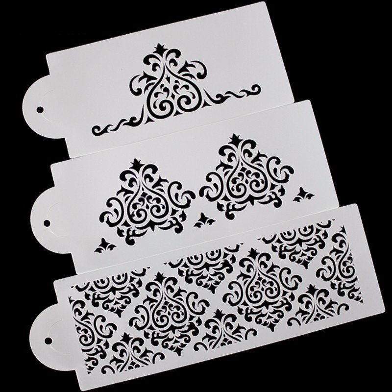 Cake Stencil Set – 3-Piece Filigree Design - Image 4
