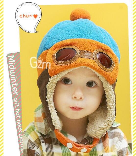 Baby Aviator Winter Cap with Plush Goggles - Image 2