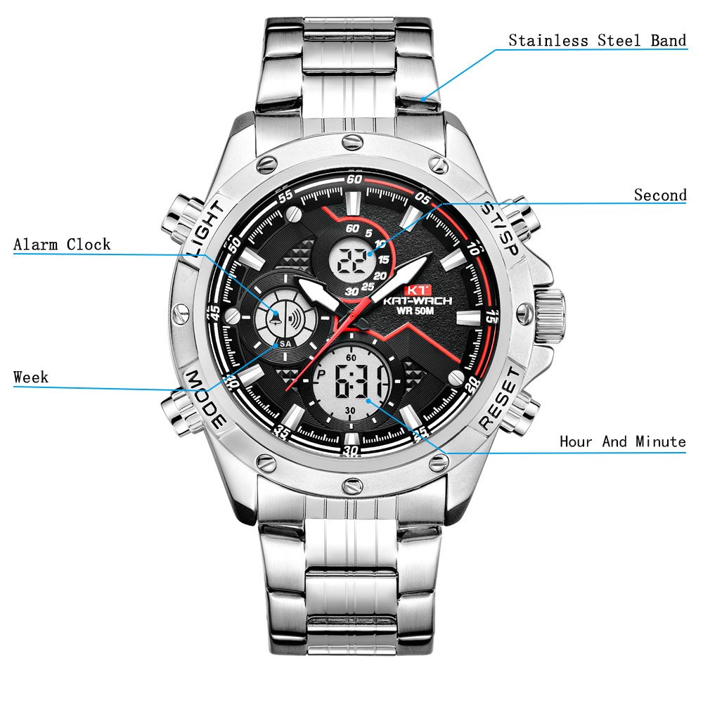 Waterproof LED Smart Watch with Steel Band - Image 4