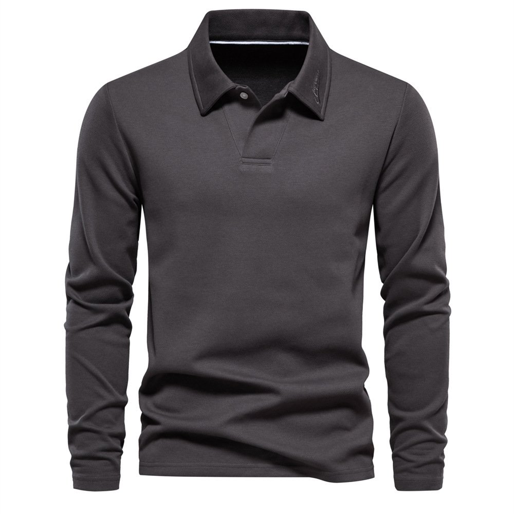 Men's Casual Top Lapel Long Sleeve T-shirt - Image 3