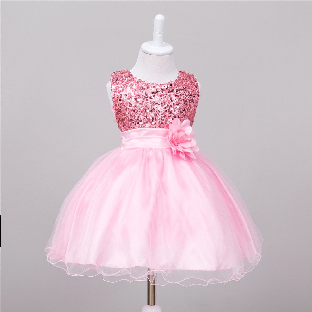 Girl Sequin Flower Wedding Princess Dress - Image 6