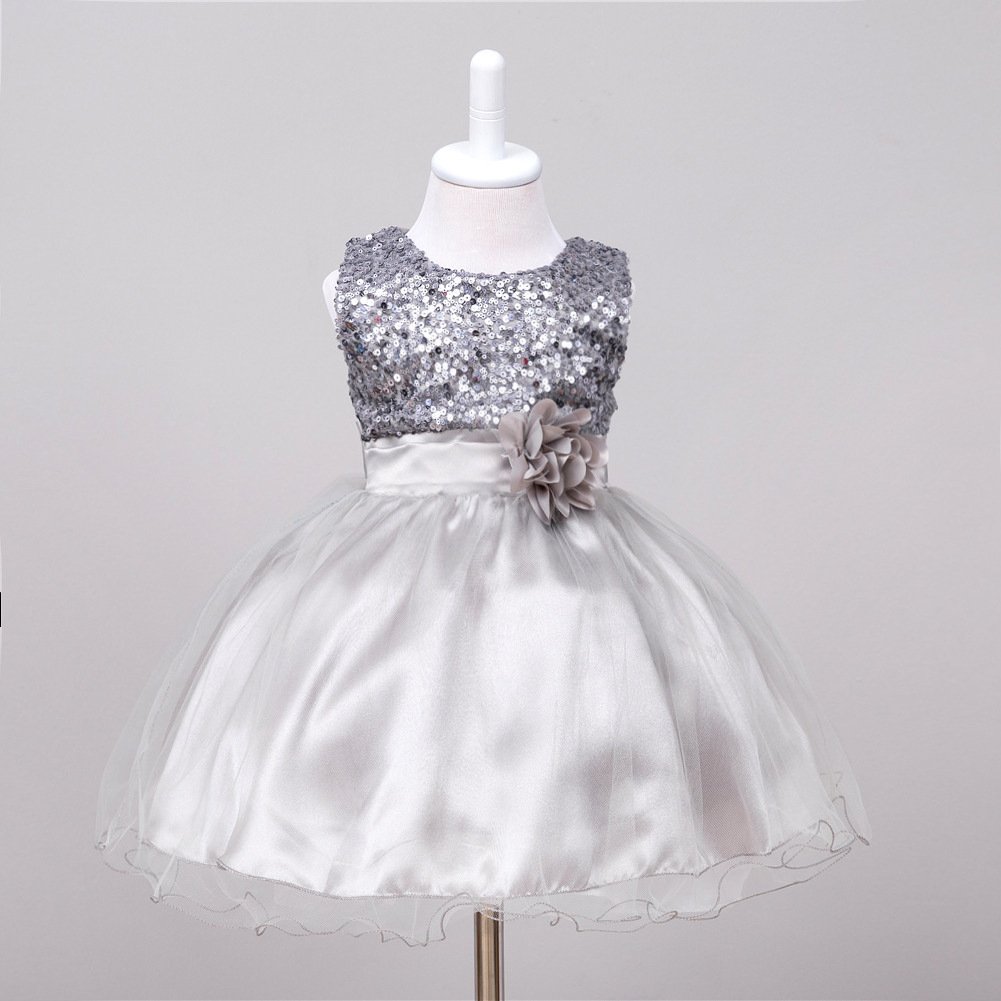 Girl Sequin Flower Wedding Princess Dress - Image 3