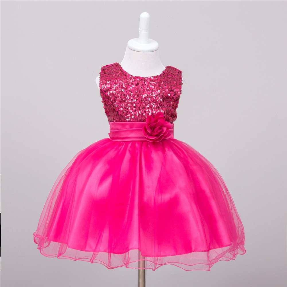 Girl Sequin Flower Wedding Princess Dress - Image 9