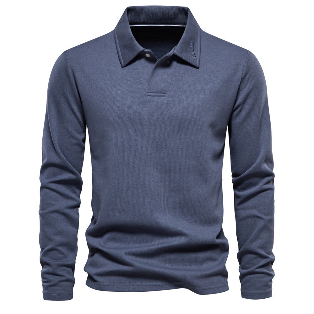 Men's Casual Top Lapel Long Sleeve T-shirt