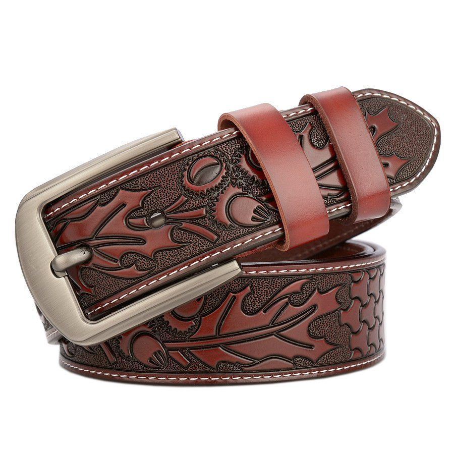 Men's Carved Craft Fashioned Leather Belt - Image 6