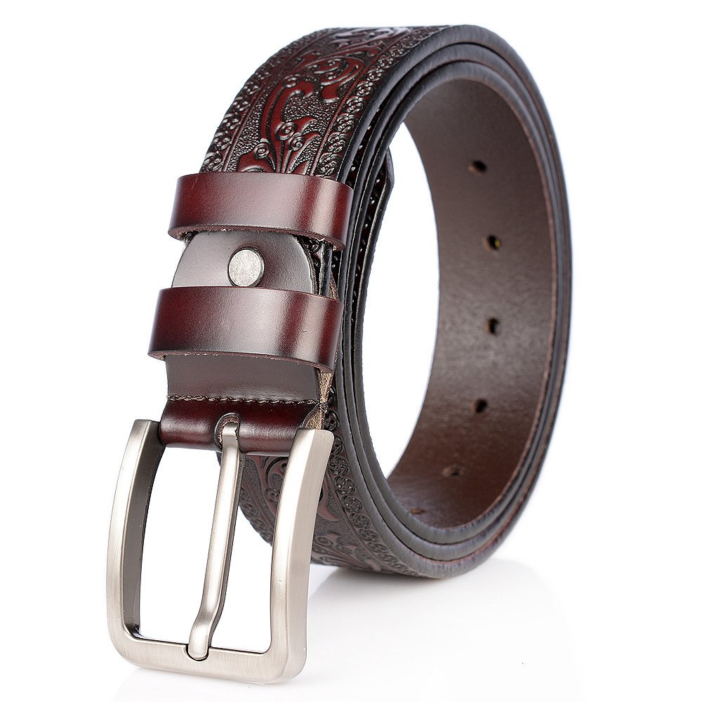 Men's Carved Craft Fashioned Leather Belt - Image 2