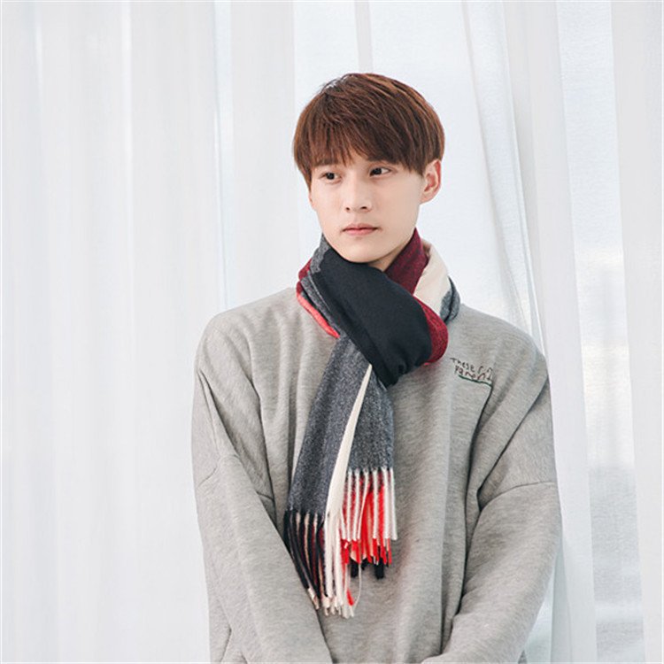 Soft Bristle Fabric Cozy Tassel Plaid Scarf - Image 6