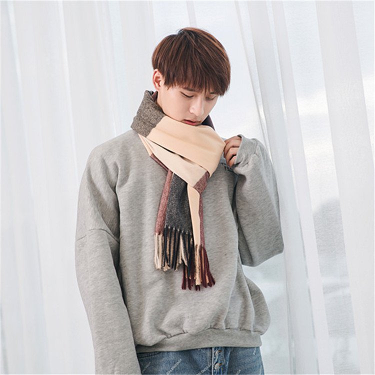 Soft Bristle Fabric Cozy Tassel Plaid Scarf - Image 2