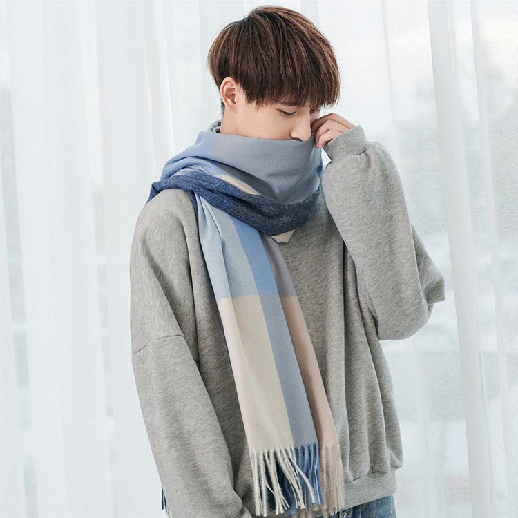 Soft Bristle Fabric Cozy Tassel Plaid Scarf - Image 7