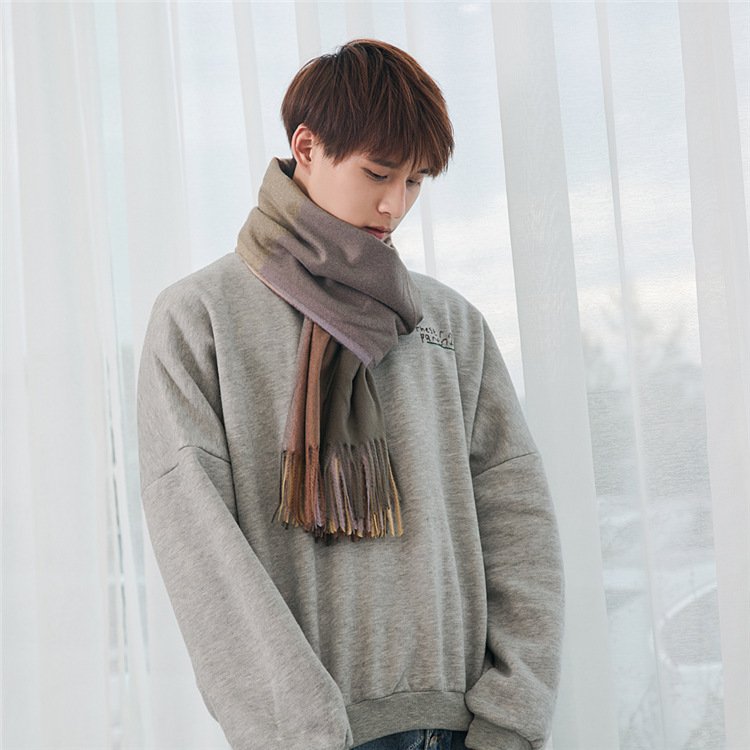 Soft Bristle Fabric Cozy Tassel Plaid Scarf - Image 5