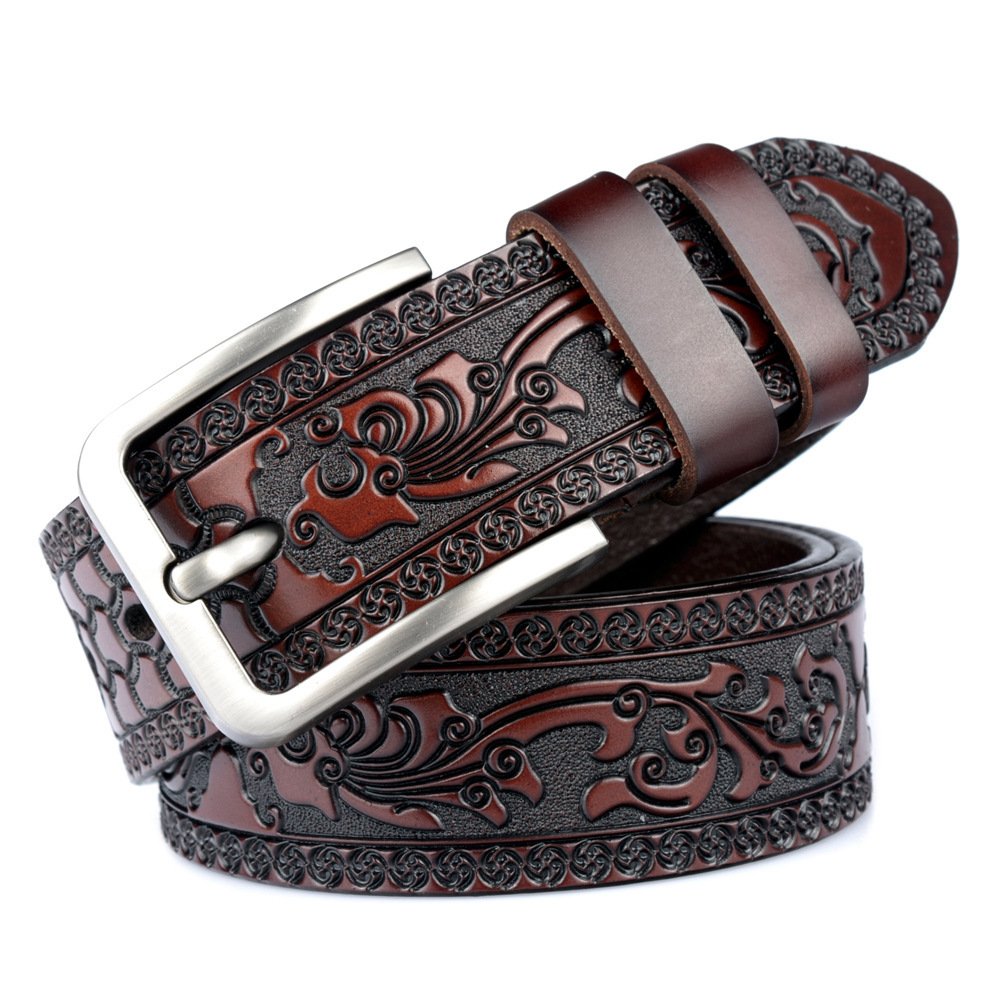 Men's Carved Craft Fashioned Leather Belt - Image 3