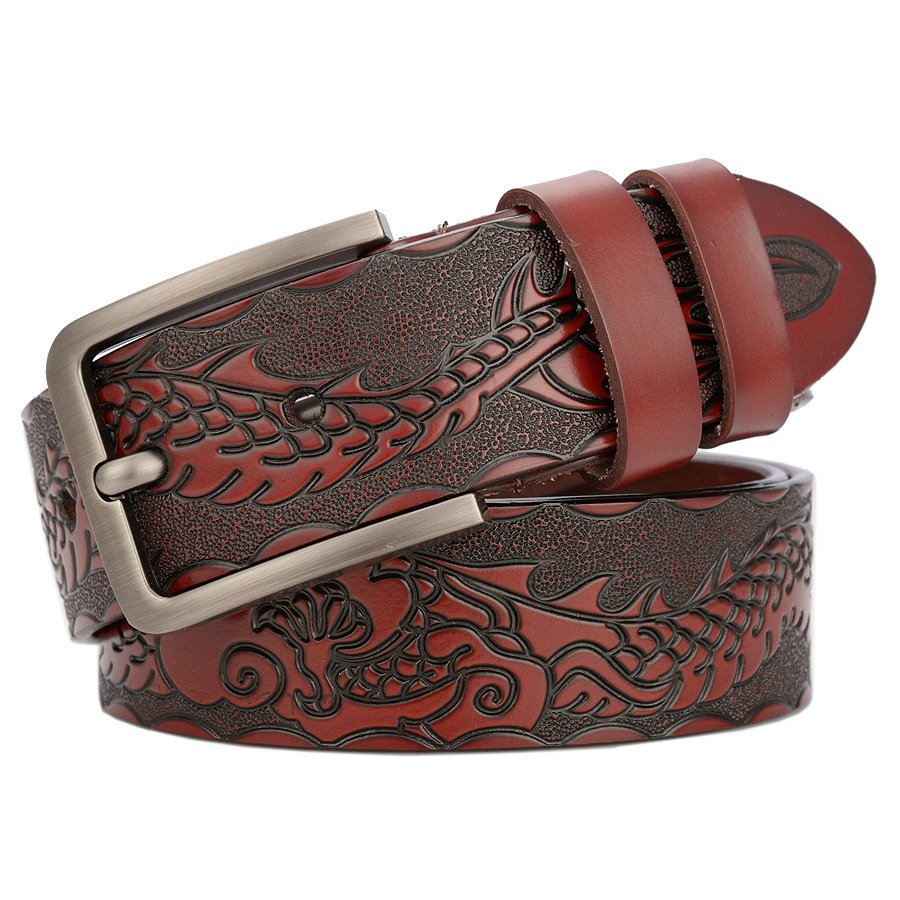 Men's Carved Craft Fashioned Leather Belt - Image 4