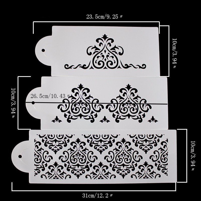 Cake Stencil Set – 3-Piece Filigree Design - Image 3