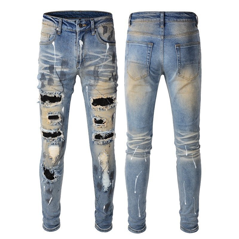 EU&USA Style Vintage Rhinestone Patch Jeans - Image 2