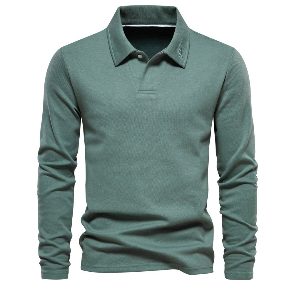 Men's Casual Top Lapel Long Sleeve T-shirt - Image 2