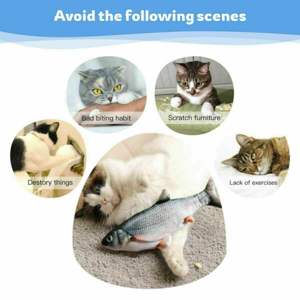 Electric Fish Cat Toy Realistic Interactive Kicker Jumping Dancing Kitten Toys - Image 3