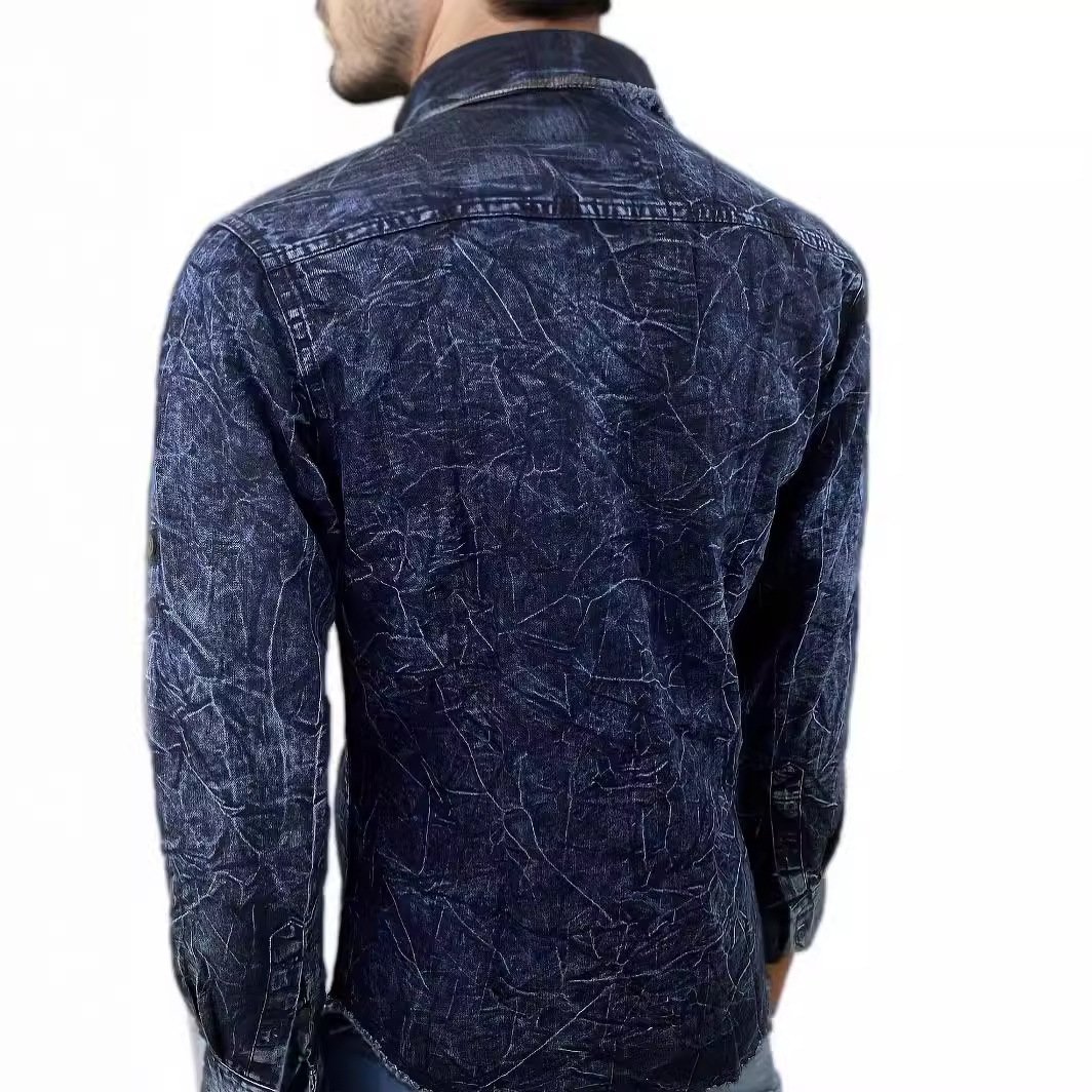 Men's Slim Fit Long Sleeve Denim Shirt - Image 3