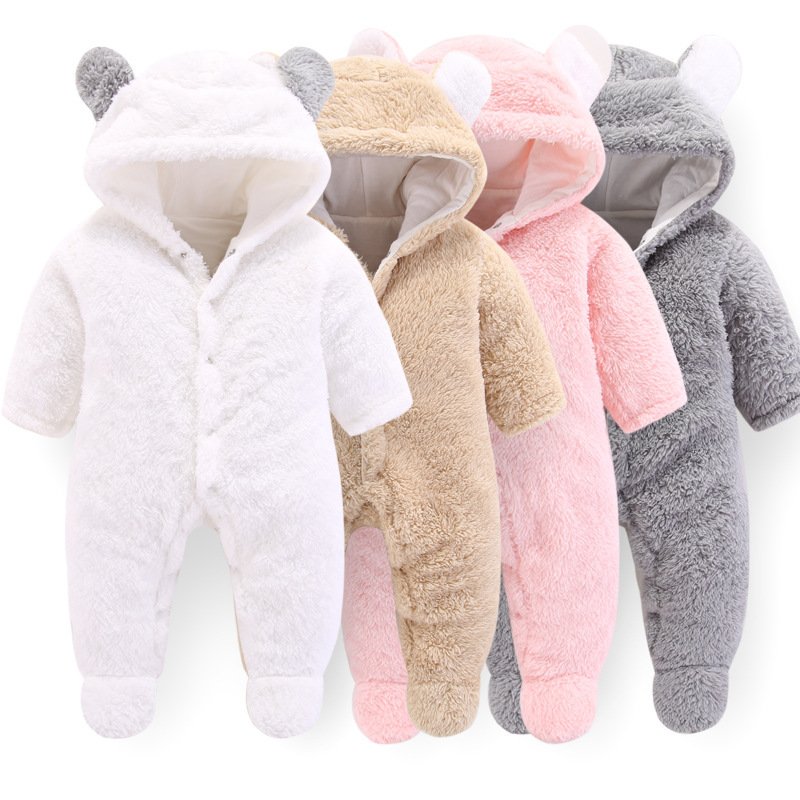Hooded Plush Baby Jumpsuit Romper Outfit - Image 2