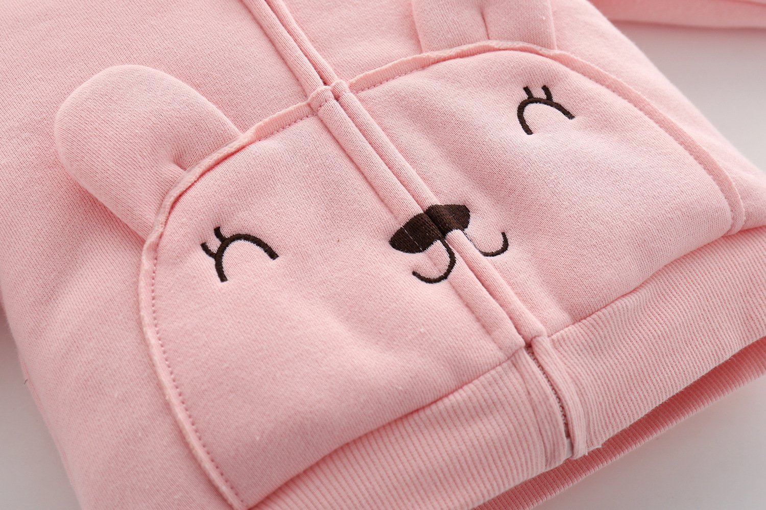 Pink Cotton Hooded Jacket for Baby Girl - Image 2