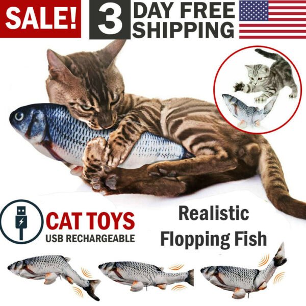 Electric Fish Cat Toy Realistic Interactive Kicker Jumping Dancing Kitten Toys - Image 4