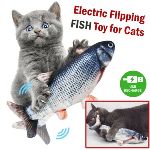 Electric Fish Cat Toy Realistic Interactive Kicker Jumping Dancing Kitten Toys - Image 7