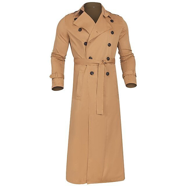 Long Trench Large Double Breasted Belt Coat - Image 3