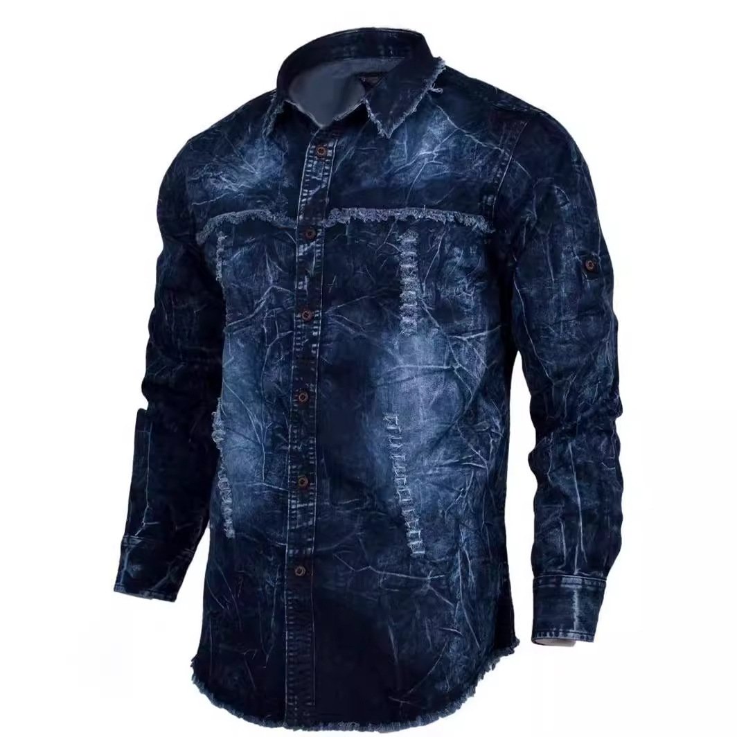 Men's Slim Fit Long Sleeve Denim Shirt